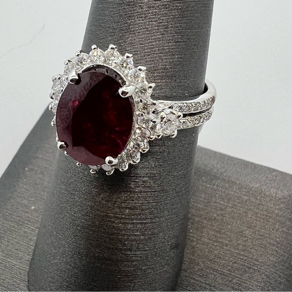 14k White Gold Diamond & Ruby Ring - Picture 9 of 9